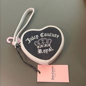 Juicy Couture Black Heart Wristlet with Crown Design
